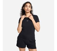 T-Shirt NIKE SPORTSWEAR "W NSW NK CHLL KNT MD CRP", Damen, Gr. L, schwarz (schwarz, weiß), Jersey, Obermaterial: 48% Modal, 46% Baumwolle, 6% Elasthan, normal, Rundhals, Shirts T-Shirt, mit Rundhalsau