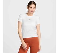 T-Shirt NIKE SPORTSWEAR "W NSW NK CHLL KNT MD CRP", Damen, Gr. S, weiß, schwarz, Jersey, Obermaterial: 48% Modal, 46% Baumwolle, 6% Elasthan, normal, Rundhals, Shirts T-Shirt, lockerer Schnitt, Crop-S