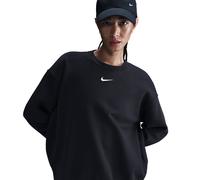 T-Shirt NIKE SPORTSWEAR "W NSW PHNX FLC OS LONG CREW", Damen, Gr. XXL, schwarz, sail, Obermaterial: 80% Baumwolle, 20% Polyester, Shirts T-Shirt, Oversize Sweatshirt (94110920-XXL) schwarz, sail