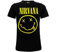 T-Shirt Nirvana Smile Original Erwachsene Jungen Kinder Offizielles Produkt Schwarz T-Shirt Rock, Schwarz , 12-13 Jahre