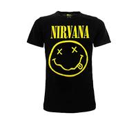 T-Shirt Nirvana Smile Original Erwachsene Jungen Kinder Offizielles Produkt Schwarz T-Shirt Rock, Schwarz , XXL
