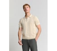 T-Shirt NO EXCESS "No Excess Jacquard Kurzarm Poloshirt", Herren, Gr. XXL, beige (sand), 100% Baumwolle, Shirts (77039114-XXL) sand