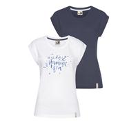 T-Shirt OCEAN SPORTSWEAR, Damen, Gr. 42, blau (navy weiß), Single Jersey, Obermaterial: 65% Polyester, 35% Viskose, lässig geschnitten hüftlang, Rundhals, angeschnitten Aufschlag, Shirts T-Shirt, Kurz