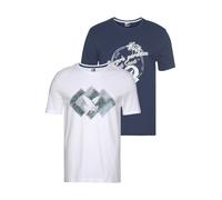 T-Shirt OCEAN SPORTSWEAR, Herren, Gr. XL (56/58), weiß (weiß, blau), Single Jersey, Obermaterial: 100% Baumwolle, bedruckt, unifarben, Basic schmal, Rundhals, Shirts T-Shirt, kurzärmelig, schmal gesch