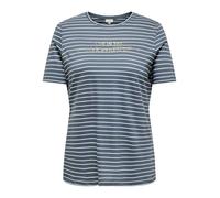 T-Shirt ONLY CARMAKOMA "CARJOSHUA S/S O-NECK REG TEE JRS", Damen, Gr. L, blau (ombre blau stripes:cdunkel detail emb. pale gold), Shirts T-Shirt, Baumwolle, Regular Fit (65626606-L) ombre blau stripes