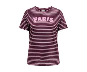 T-Shirt ONLY CARMAKOMA "CARJOSHUA S/S O-NECK REG TEE JRS", Damen, Gr. M, lila (fig stripes:cdunkel detail emb. paris), Jersey, Obermaterial: 100% Baumwolle, gestreift, regular fit normal, Rundhals, Sh