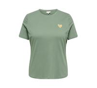 T-Shirt ONLY CARMAKOMA "CARKITA LIFE S/S LOGO TOP JRS NOOS", Jungen, Gr. L, laurel wreath print:gold glitter heart, Jersey, Obermaterial: 100% Baumwolle, bedruckt, regular fit normal, Rundhals, Shirts