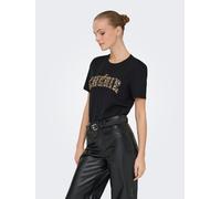T-Shirt ONLY "ONLDITTE LIFE RHNSTN S/S ANIMAL TOP JRS", Damen, Gr. M, schwarz print:cherie, Jersey, Obermaterial: 100% Baumwolle, bedruckt, regular fit, Rundhals, Shirts T-Shirt (36475122-M) schwarz p