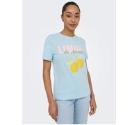 T-Shirt ONLY "ONLKITA S/S PEARL TOP BOX JRS", Damen, Gr. S, winter sky print:limoni de amalfi, Jersey, Obermaterial: 100% Baumwolle, bedruckt, regular fit normal, Rundhals, Shirts T-Shirt, Baumwolle, 