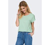 T-Shirt ONLY "ONLMOSTER - Kurzarmshirt mit Aufschlag und klassischem Look", Damen, Gr. L, birds egg grün, Jersey, Obermaterial: 75% Viskose, 20% Polyester, 5% Elasthan, unifarben, regular fit normal,
