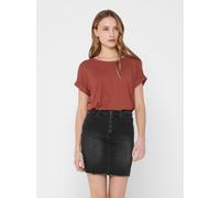 T-Shirt ONLY "ONLMOSTER - Kurzarmshirt mit Aufschlag und klassischem Look", Damen, Gr. L, braun (henna), Jersey, Obermaterial: 75% Viskose, 20% Polyester, 5% Elasthan, unifarben, regular fit normal, R