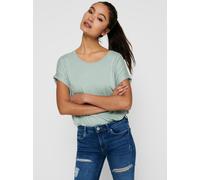 T-Shirt ONLY "ONLMOSTER - Kurzarmshirt mit Aufschlag und klassischem Look", Damen, Gr. L, grün (jadeite), Jersey, Obermaterial: 75% Viskose, 20% Polyester, 5% Elasthan, unifarben, regular fit normal, 
