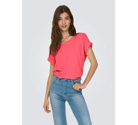 T-Shirt ONLY "ONLMOSTER - Kurzarmshirt mit Aufschlag und klassischem Look", Damen, Gr. M (38), pink (sun kissed coral), Jersey, Obermaterial: 75% Viskose, 20% Polyester, 5% Elasthan, unifarben, regula