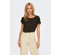 T-Shirt ONLY "ONLMOSTER - Kurzarmshirt mit Aufschlag und klassischem Look", Damen, Gr. M, braun (demitasse), Jersey, Obermaterial: 75% Viskose, 20% Polyester, 5% Elasthan, unifarben, regular fit norma