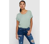 T-Shirt ONLY "ONLMOSTER - Kurzarmshirt mit Aufschlag und klassischem Look", Damen, Gr. M, grün (jadeite), Jersey, Obermaterial: 75% Viskose, 20% Polyester, 5% Elasthan, unifarben, regular fit normal,