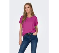 T-Shirt ONLY "ONLMOSTER - Kurzarmshirt mit Aufschlag und klassischem Look", Damen, Gr. M, lila (lila orchid), Jersey, Obermaterial: 75% Viskose, 20% Polyester, 5% Elasthan, unifarben, regular fit norm