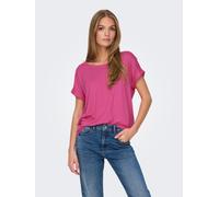 Only Kurzarmshirt ONLMOSTER mit Aufschlag unifarben Viskosemischung Rundhals Rosa M