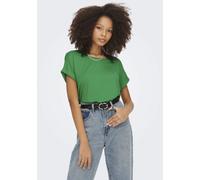 T-Shirt ONLY "ONLMOSTER - Kurzarmshirt mit Aufschlag und klassischem Look", Damen, Gr. S, grün (jolly grün), Jersey, Obermaterial: 75% Viskose, 20% Polyester, 5% Elasthan, unifarben, regular fit norma