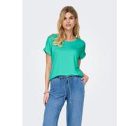 T-Shirt ONLY "ONLMOSTER - Kurzarmshirt mit Aufschlag und klassischem Look", Damen, Gr. S, ice grün, Jersey, Obermaterial: 75% Viskose, 20% Polyester, 5% Elasthan, unifarben, regular fit normal, Rundha