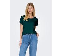 T-Shirt ONLY "ONLMOSTER - Kurzarmshirt mit Aufschlag und klassischem Look", Damen, Gr. S, ponderosa pine, Jersey, Obermaterial: 75% Viskose, 20% Polyester, 5% Elasthan, unifarben, regular fit normal,