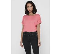 T-Shirt ONLY "ONLMOSTER - Kurzarmshirt mit Aufschlag und klassischem Look", Damen, Gr. S, rosa (tea rose), Jersey, Obermaterial: 75% Viskose, 20% Polyester, 5% Elasthan, unifarben, regular fit normal,