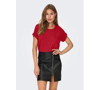 T-Shirt ONLY "ONLMOSTER - Kurzarmshirt mit Aufschlag und klassischem Look", Damen, Gr. S, rot (salsa), Jersey, Obermaterial: 75% Viskose, 20% Polyester, 5% Elasthan, unifarben, regular fit normal, Run