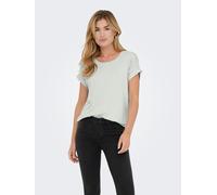 T-Shirt ONLY "ONLMOSTER - Kurzarmshirt mit Aufschlag und klassischem Look", Damen, Gr. S, weiß (grün), Jersey, Obermaterial: 75% Viskose, 20% Polyester, 5% Elasthan, unifarben, regular fit normal, Run