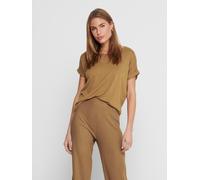T-Shirt ONLY "ONLMOSTER - Kurzarmshirt mit Aufschlag und klassischem Look", Damen, Gr. XS (34), braun (toasted coconut), Jersey, Obermaterial: 75% Viskose, 20% Polyester, 5% Elasthan, unifarben, regul