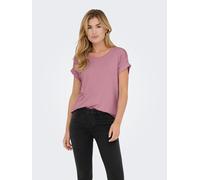 T-Shirt ONLY "ONLMOSTER - Kurzarmshirt mit Aufschlag und klassischem Look", Damen, Gr. XS, nostalgia rose, Jersey, Obermaterial: 75% Viskose, 20% Polyester, 5% Elasthan, unifarben, regular fit normal,
