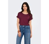 T-Shirt ONLY "ONLMOSTER - Kurzarmshirt mit Aufschlag und klassischem Look", Damen, Gr. XS, rot (burgundy), Jersey, Obermaterial: 75% Viskose, 20% Polyester, 5% Elasthan, unifarben, regular fit normal,