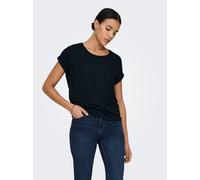 T-Shirt ONLY "ONLMOSTER - T-Shirt mit melierter Optik und elastischem Material", Damen, Gr. L, schwarz, Jersey, Obermaterial: 65% Polyester, 30% Viskose, 5% Elasthan, unifarben, lässig geschnitten nor