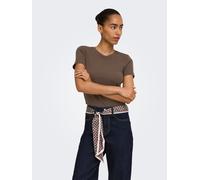T-Shirt ONLY "ONLRILEY S/S TOPJRS", Damen, Gr. L, braun (chocolate martini), Jersey, Obermaterial: 96% Baumwolle, 4% Elasthan, unifarben, slim fit normal, Rundhals, Shirts T-Shirt, Baumwollmischung (1
