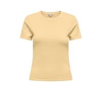 T-Shirt ONLY "ONLRILEY S/S TOPJRS", Damen, Gr. S, beige (italian straw), Jersey, Obermaterial: 96% Baumwolle, 4% Elasthan, unifarben, slim fit normal, Rundhals, Shirts T-Shirt, Baumwollmischung (94983