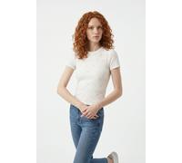 T-Shirt ONLY "ONLSMILLA NEW S/S TOP JRS", Damen, Gr. L, weiß (cloud dancer pattern:jo smilla), Jersey, Obermaterial: 95% Polyester, 5% Elasthan, gemustert, slim fit normal, Rundhals, Shirts T-Shirt, M
