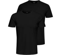T-Shirt ONLY & SONS "ONSBASIC SLIM O-NECK 2-PACK NOOS", Damen, Gr. M, pack:2schwarz, Single Jersey, Obermaterial: 95% Baumwolle, 5% Elasthan, unifarben, schmal normal, Rundhals, Shirts T-Shirt (268504