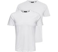 ONLY & SONS Herren Onsbasic Slim O-neck 2-pak Noos T Shirt, Weiß, XL EU