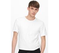 T-Shirt ONLY & SONS "ONSBENNE LONGY SS TEE NF 7822 NOOS", Jungen, Gr. L, weiß (hellweiß), Single Jersey, Obermaterial: 100% Baumwolle, unifarben, normal lang, Rundhals, Shirts T-Shirt (93832545-L) hel