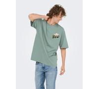 T-Shirt ONLY & SONS "ONSFRANK RLX SS TEE NOOS", Herren, Gr. L, chinois grün print:arabic flower, Jersey, Obermaterial: 100% Baumwolle, bedruckt, relaxed fit normal, Rundhals, Shirts T-Shirt, Baumwolle