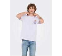 T-Shirt ONLY & SONS "ONSFRANK RLX SS TEE NOOS", Herren, Gr. S, hellweiß print:chinatown noodles, Jersey, Obermaterial: 100% Baumwolle, bedruckt, relaxed fit normal, Rundhals, Shirts T-Shirt, Baumwolle