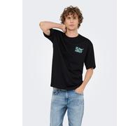 T-Shirt ONLY & SONS "ONSFRANK RLX SS TEE NOOS", Herren, Gr. XXL, schwarz print:slow vibes, Jersey, Obermaterial: 100% Baumwolle, bedruckt, relaxed fit normal, Rundhals, Shirts T-Shirt, Baumwolle, rela