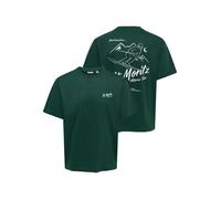 T-Shirt ONLY & SONS "ONSFRED LIFE RLX SS PRINT TEE NOOS", Herren, Gr. M, grün (pine grove print:moritz), Jersey, Obermaterial: 100% Baumwolle, bedruckt, relaxed fit normal, Rundhals, Shirts T-Shirt, B