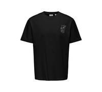 T-Shirt ONLY & SONS "ONSFRED LIFE RLX SS PRINT TEE NOOS", Herren, Gr. M, schwarz print:abstract, Jersey, Obermaterial: 100% Baumwolle, bedruckt, relaxed fit normal, Rundhals, Shirts T-Shirt, Baumwolle