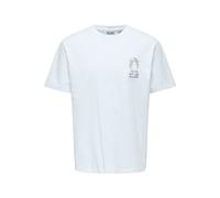 T-Shirt ONLY & SONS "ONSFRED LIFE RLX SS PRINT TEE NOOS", Herren, Gr. S, hellweiß print:conichiwa toad, Jersey, Obermaterial: 100% Baumwolle, bedruckt, relaxed fit normal, Rundhals, Shirts T-Shirt, Ba