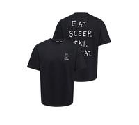 T-Shirt ONLY & SONS "ONSFRED LIFE RLX SS PRINT TEE NOOS", Herren, Gr. XL, schwarz (schwarz print:quote), Jersey, Obermaterial: 100% Baumwolle, bedruckt, relaxed fit normal, Rundhals, Shirts T-Shirt, B