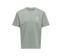 T-Shirt ONLY & SONS "ONSFRED LIFE RLX SS PRINT TEE NOOS", Herren, Gr. XXL, iceberg grün print:conichiwa toad, Jersey, Obermaterial: 100% Baumwolle, bedruckt, relaxed fit normal, Rundhals, Shirts T-Shi