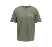 T-Shirt ONLY & SONS "ONSKEANE RLX SS PRINT TEE NOOS", Damen, Gr. XL, grau (castor gray print:astral skies), Jersey, Obermaterial: 100% Baumwolle, bedruckt, relaxed fit normal, Rundhals, Shirts T-Shirt