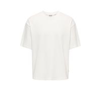 T-Shirt ONLY & SONS "ONSLENNY OVZ SS STRCT TEE NOOS", Jungen, Gr. M, cloud dancer, Jersey, Obermaterial: 100% Baumwolle, gestreift, relaxed fit normal, Rundhals, Shirts T-Shirt (98246336-M) cloud danc