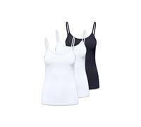 ONLY Damen Spaghetti-Top 3er Pack - ONLEA NEW SINGLET JRS, Unterhemd, Stretch 2xWeiß/Blau L
