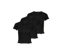 ONLY Damen T-Shirt 3er Pack - ONLEMMA SHORT TOP, Rundhals, Cropped, gerippt, einfarbig Schwarz / XL XL Schwarz