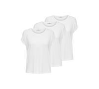 ONLY Damen T-Shirt, kurzarm 3er Pack - ONLMOSTER O-NECK TOP, Rundhals, Viskose-Mix Stretch Weiß XS